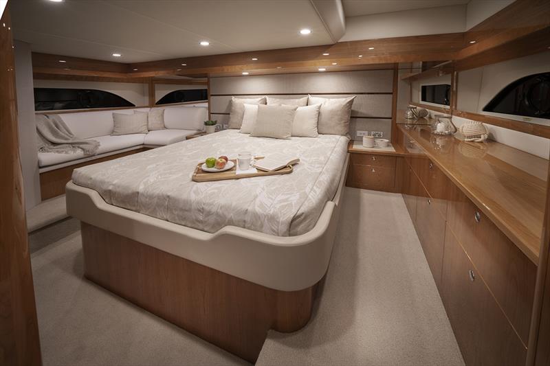 Riviera 54 Enclosed Flybridge - Full Beam master stateroom photo copyright Riviera Studio taken at  and featuring the Power boat class