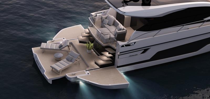 The Targa 58 GTB's beach club - photo © Fairline Yachts