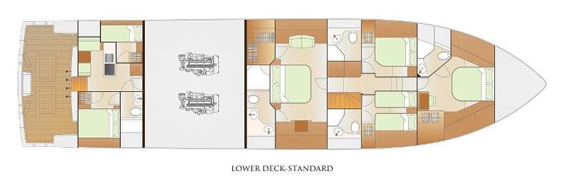 Johnson 80 lower deck standard - photo © Johnson Yachts