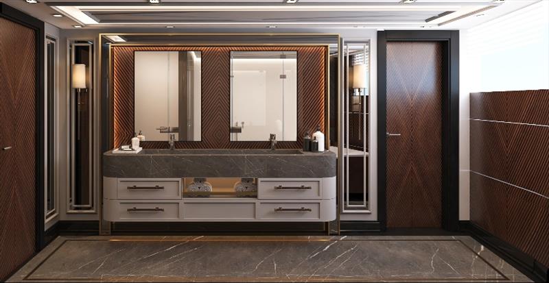 Main bathroom - B145 explorer yacht - photo © Bering Yachts