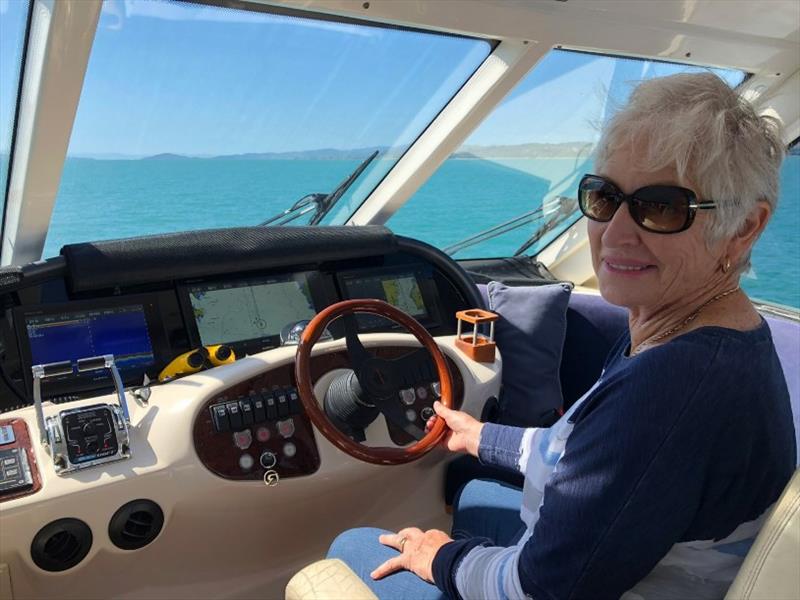 Christina happy at the helm - photo © Riviera Australia