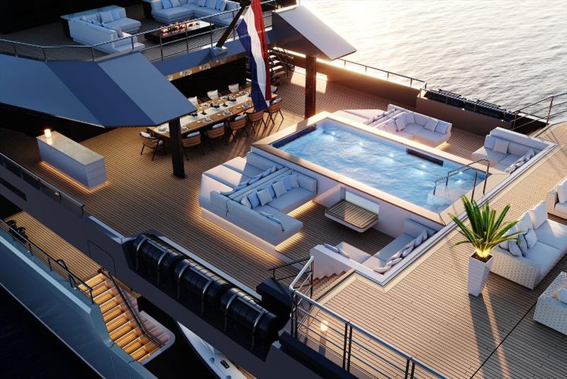 SeaXplorer 77 - Dining plus boarding gate - photo © Damen Yachting