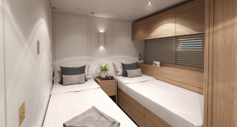 Arksen 85 Explorer - Interior Guest Cabin in twin mode - photo © Arksen