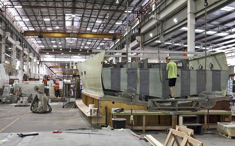 Hull #1 of Grand Banks' new takes form - photo © John Curnow