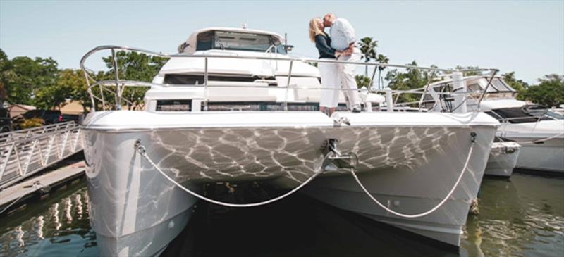 Lou and Nicole Miele aboard Aquila 54 Yacht Hull No. 1 - photo © Aquila Boats