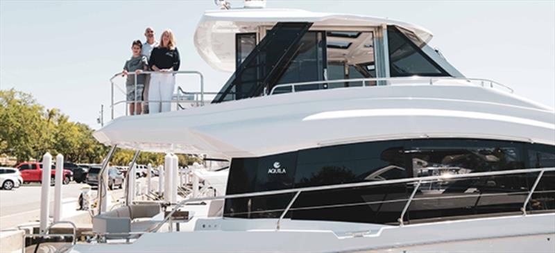 Lou and Nicole Miele aboard Aquila 54 Yacht Hull No. 1 - photo © Aquila Boats