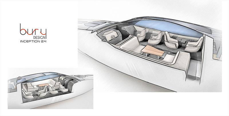 Main Saloon layout of the Inception 24 photo copyright Bury Design taken at  and featuring the Power boat class