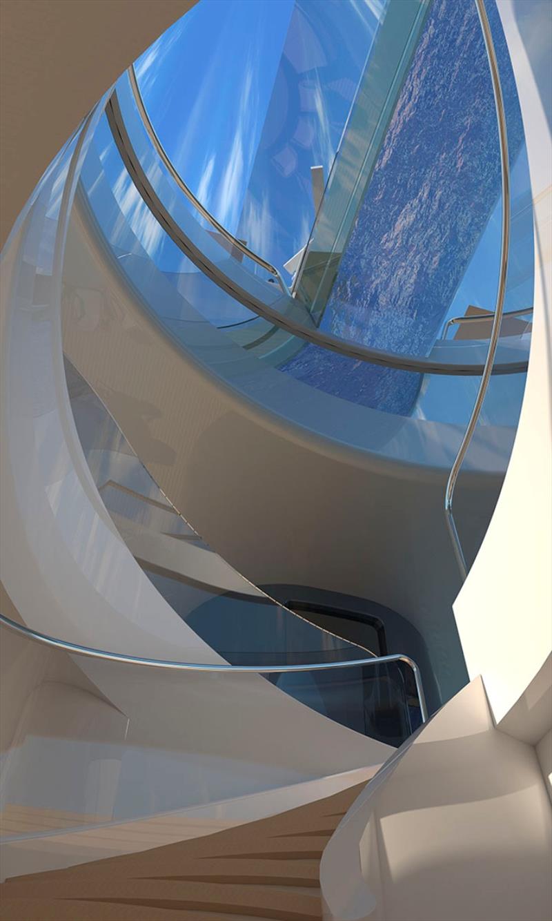 Alice deck staircase looking up photo copyright Lürssen Yachts taken at  and featuring the Power boat class