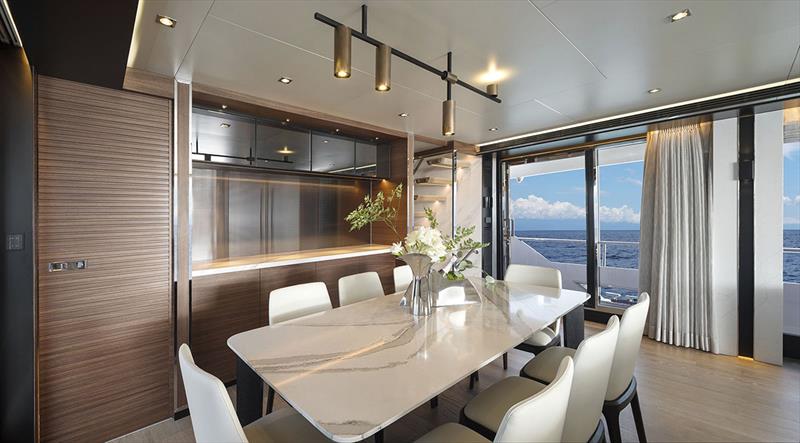 Horizon FD90 Dining area photo copyright Horizon Yachts taken at  and featuring the Power boat class