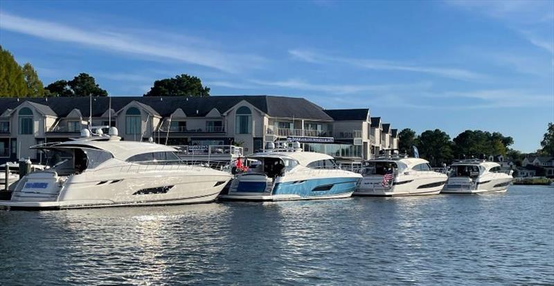 The impressive line-up of Riviera motor yachts that descended on the historic town of St Michaels. - photo © Riviera Australia
