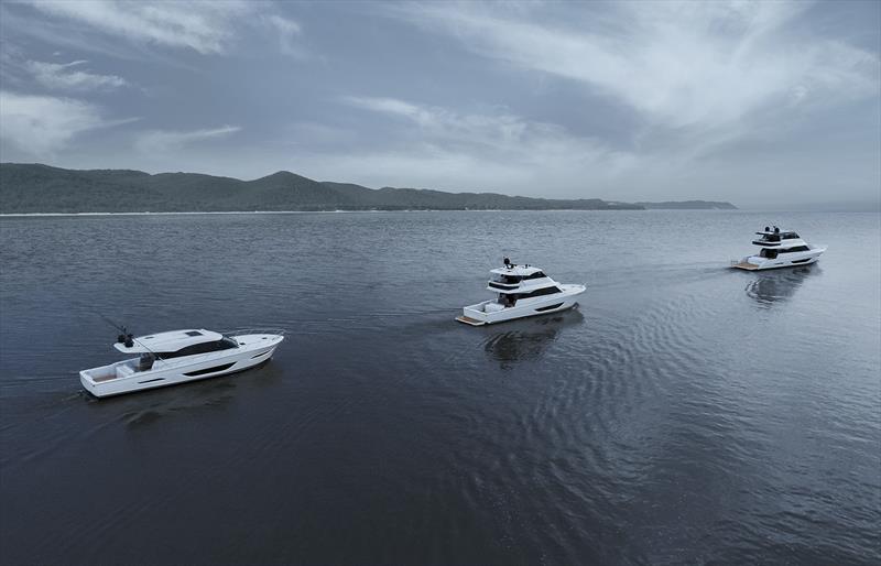 S600 and M600 Offshore vessels with enclosed transoms, and the new M60 on the right. - photo © Maritimo