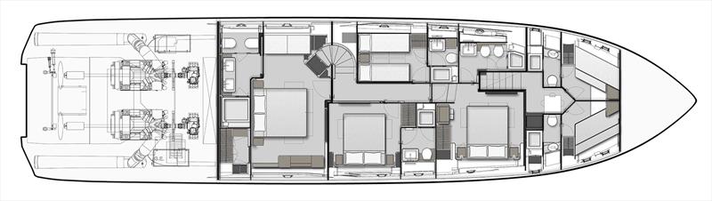 Ferretti Yachts 860 lower deck photo copyright Ferretti Yachts taken at  and featuring the Power boat class