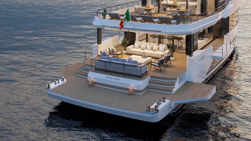 Arcadia A96 - Stern view - photo © Arcadia Yachts