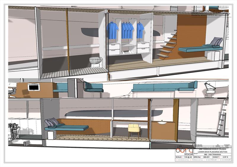 Owner's Stateroom - Stabilised Monohull - photo © Bury Design