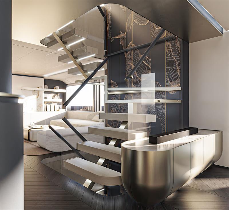 Bering B120 - Stairs - photo © Bering Yachts