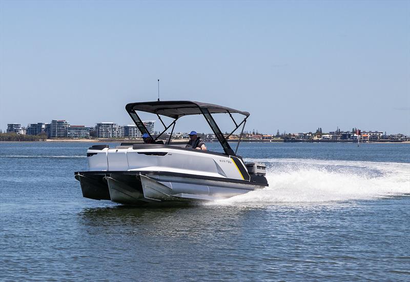 Manitou Explore 22 MAX - bows out and off photo copyright John Curnow taken at  and featuring the Power boat class