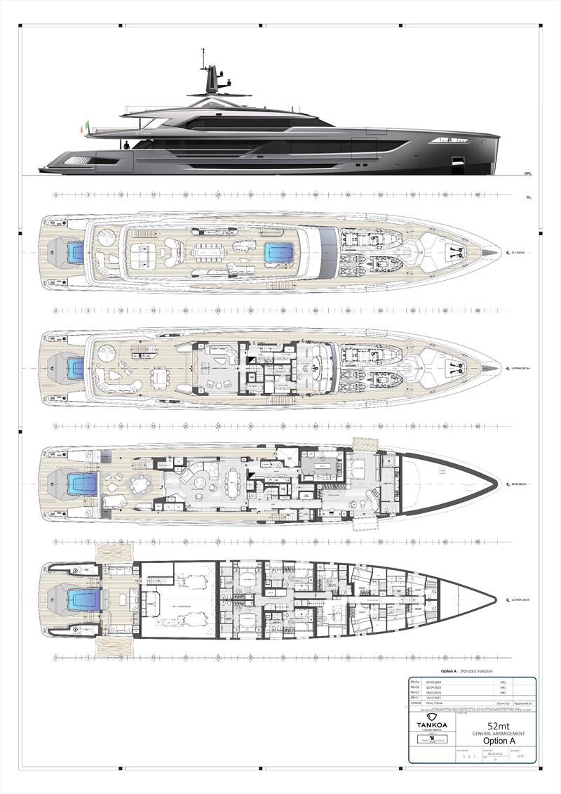 52m superyacht S520 - General Arrangements - photo © Tankoa Yachts