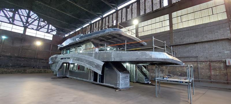 Evo 31 construction progress photo copyright Antonini Navi taken at  and featuring the Power boat class