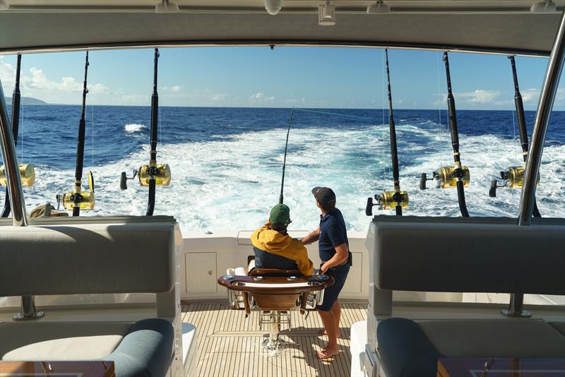Fishing near the Albion Cliffs, offering stunning views of dramatic rock formations photo copyright Riviera Australia taken at  and featuring the Power boat class
