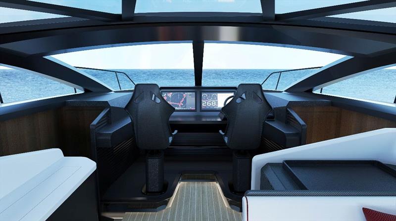 Infiniti 60 Powercat - Helm station on the Infiniti 60 Powercat Coupe version  - photo © Infiniti Yachts