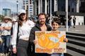 Jono Ridler with a fan after his 1367km swim - Wellington - April 4, 2026 &copy; Joshua Mccormack/LiveOcean