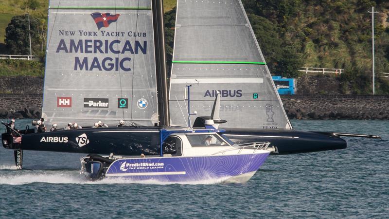 The Predictwind work boat accompanies American Magic - Waitemata Harbour - September 25, 2020 - 36th America's Cup - photo © Richard Gladwell - Sail-World.com / nz