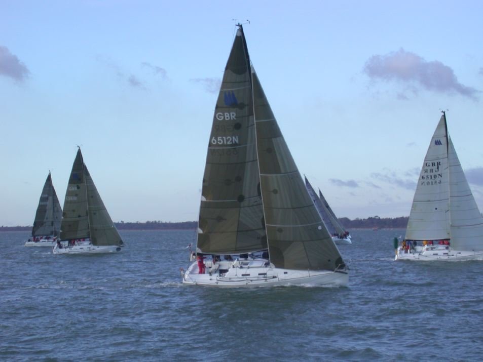 The Prima 38 fleet during the TYCO Healthcare Hamble Winter Series 2004 photo copyright Jonty Sherwill taken at Hamble River Sailing Club and featuring the Prima 38 class