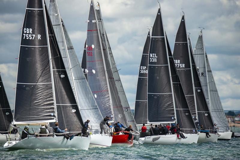 A packed start line on day 2 of the Quarter Ton Cup photo copyright Waterline Media taken at  and featuring the Quarter Tonner class