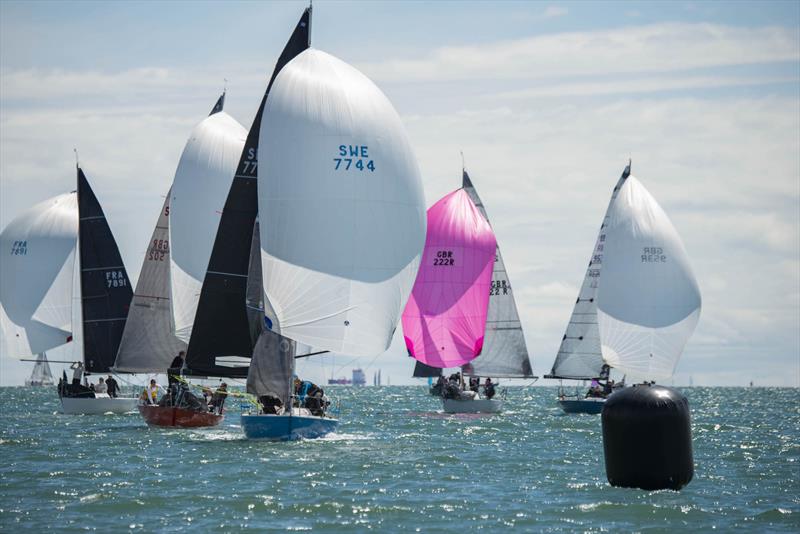 Rickard Melander's Alice II on her way to second place in the opening race on day 2 of the Quarter Ton Cup - photo © Waterline Media