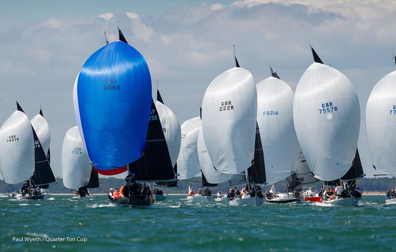 The fleet downwind on day 2 of the 2021 Quarter Ton Cup - photo © Paul Wyeth / www.pwpictures.com