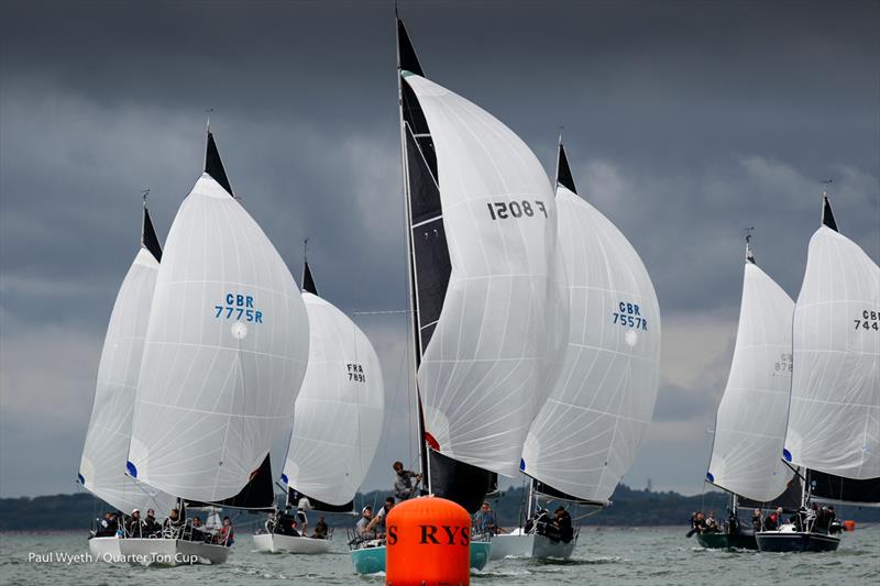 The fleet on day 3 of the 2021 Quarter Ton Cup photo copyright Paul Wyeth / www.pwpictures.com taken at Royal Yacht Squadron and featuring the Quarter Tonner class