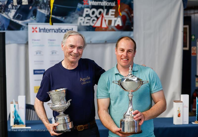 A trophy haul for Aguila, including the Canford Cup, at the International Paint Poole Regatta 2026 Prize Giving photo copyright Paul Wyeth / www.pwpictures.com taken at Royal Motor Yacht Club, England and featuring the Quarter Tonner class