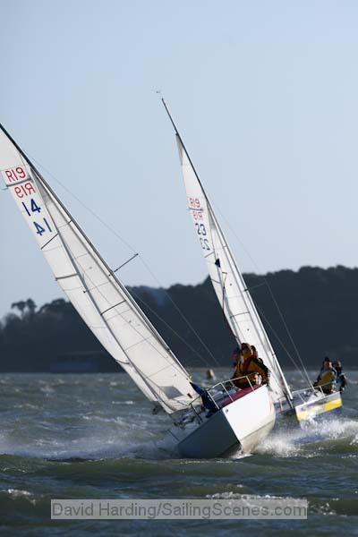 Lively goings-on in the Poole Winter Series photo copyright David Harding / www.sailingscenes.co.uk taken at Poole Yacht Club and featuring the R19 class