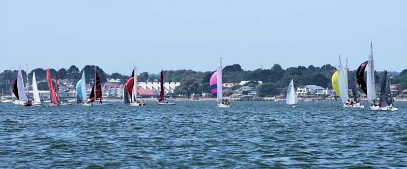 One Designs spread across the harbour on Sunday at the International Paint Poole Regatta 2026 photo copyright Mark Jardine taken at Parkstone Yacht Club and featuring the R19 class