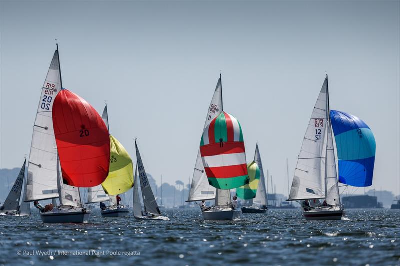 R19 fleet on Monday at the International Paint Poole Regatta 2026 photo copyright Paul Wyeth / www.pwpictures.com taken at Parkstone Yacht Club and featuring the R19 class