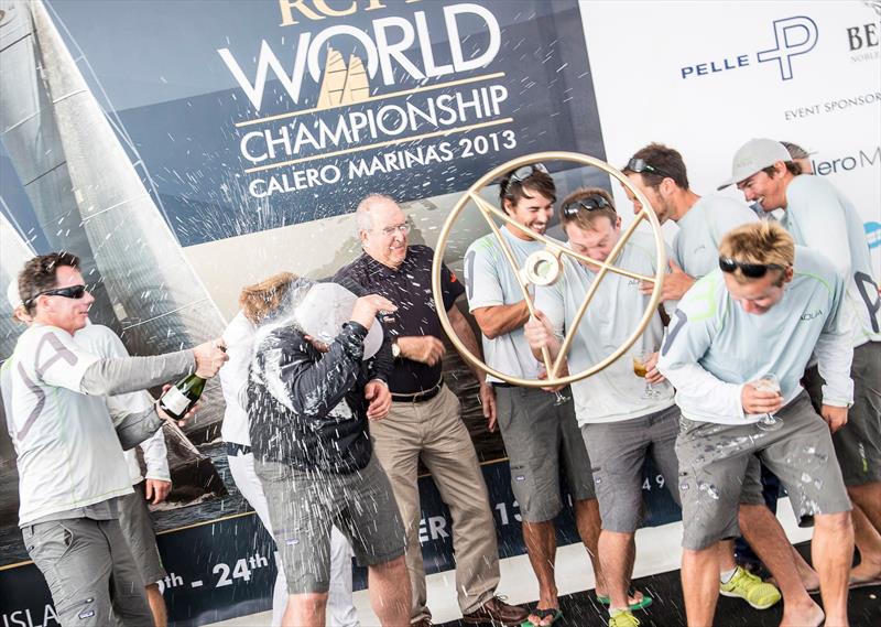 Team Aqua celebrating their RC44 Championship Tour win - photo © www.MartinezStudio.es