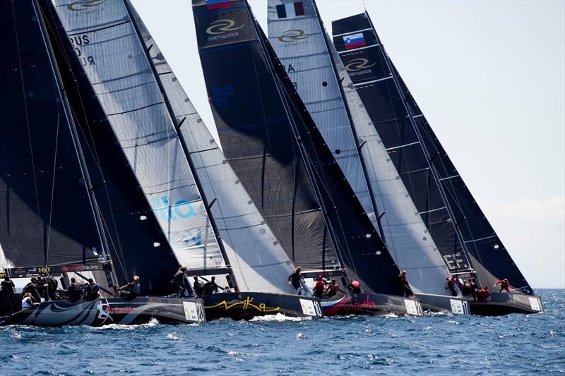Tight racing on the penultimate day of the RC44 World Championship Marina de Sotogrande photo copyright Pedro Martinez / Martinez Studio taken at Sotogrande Yacht Club and featuring the RC44 class