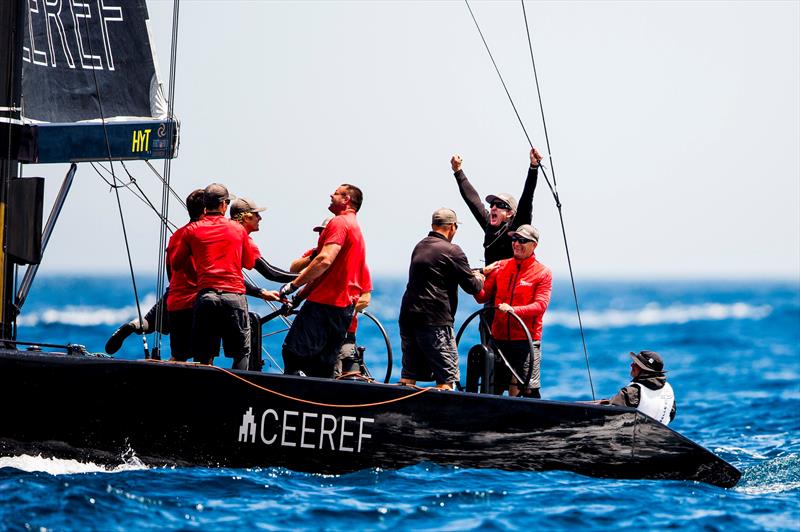 Tactician Adrian Stead celebrates onboard Team CEEREF at the RC44 World Championship Marina de Sotogrande - photo © Pedro Martinez / Martinez Studio