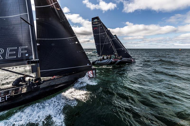 Team CEEREF starting next to the committee boat at the RC44 Marstrand World Championship photo copyright Pedro Martinez / Martinez Studio taken at  and featuring the RC44 class