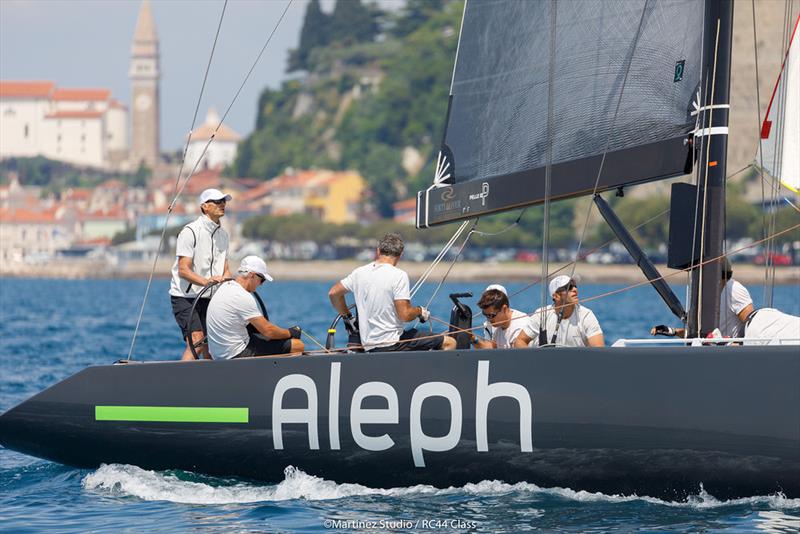 Hugues Lepic's Aleph Racing on day 1 of the RC44 Portorož Cup photo copyright Nico Martinez / MartinezStudio taken at Yacht Club Marina Portorož and featuring the RC44 class