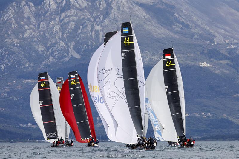 The rain held off today despite dramatic cloud cover over the mountains surrounding the Bay of Tivat - 2019 44Cup Porto Montenegro photo copyright MartinezStudio.es taken at Porto Montenegro Yacht Club and featuring the RC44 class