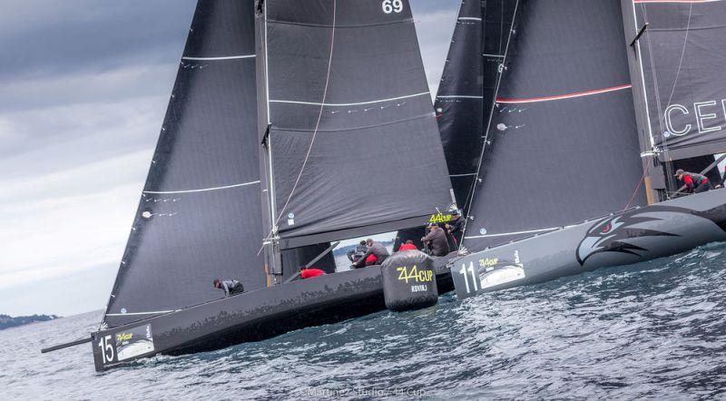 Charisma and CEEREF joined at the hip at the first windward mark rounding - Adris 44Cup Rovinj, Day 1 photo copyright MartinezStudio.es taken at  and featuring the RC44 class