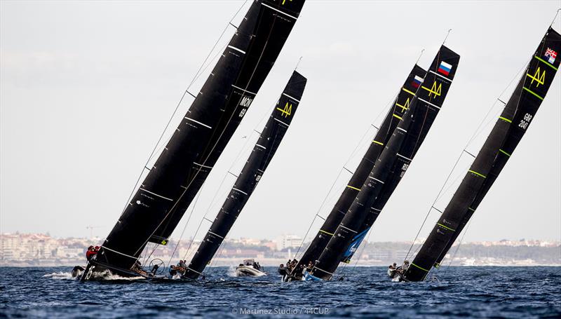 Charisma en route to her resounding victory in race two - 44Cup Cascais photo copyright Pedro Martinez / Martinez Studio taken at Porto Montenegro Yacht Club and featuring the RC44 class