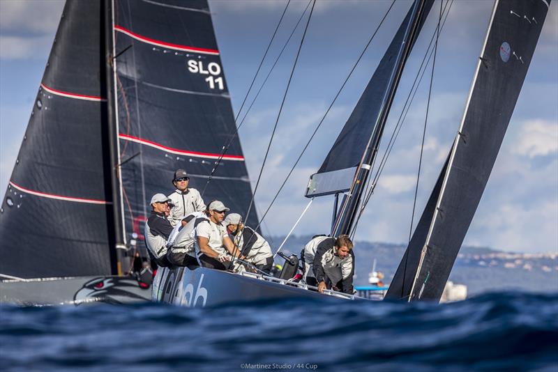 But never finishing off the podium today, Hugues Lepic's Aleph Racing leads at the halfway stage of the 44Cup Palma photo copyright Martinez Studio / 44 Cup taken at  and featuring the RC44 class