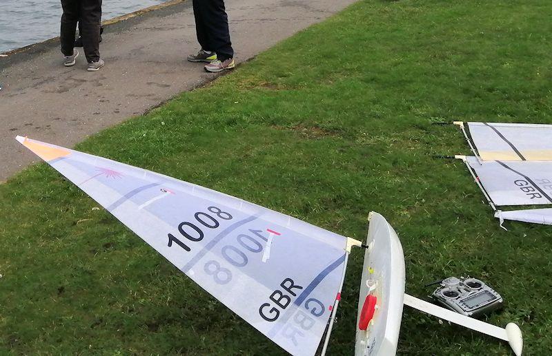A radio-controlled Laser ready to launch photo copyright Tony Wilson taken at Fleetwood Model Yacht Club and featuring the RC Laser class