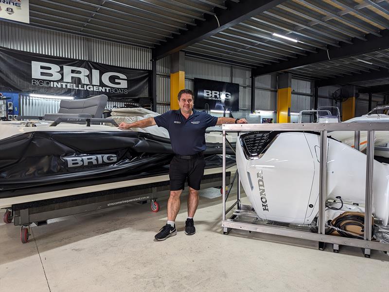 Ryan Slater Sirocco Qld fitting the BRIG Eagle 8 with the new Honda 350hp engine for SCIBS photo copyright Sirocco Marine taken at  and featuring the RIB class