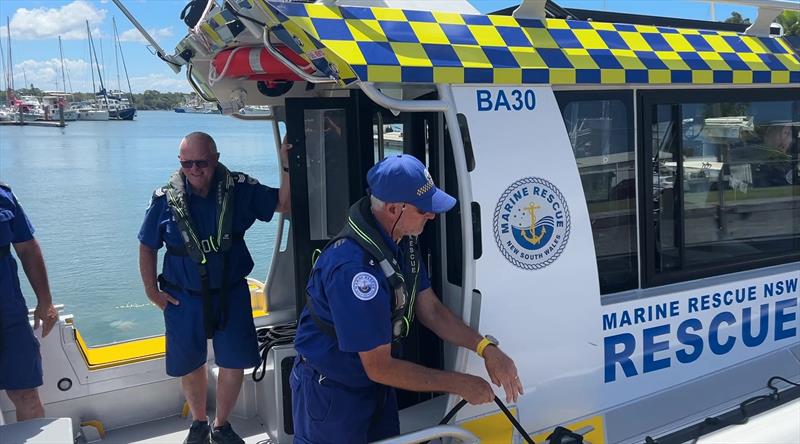 Volunteers from Marine Rescue Ballina are shown the ropes on the new BA 30 photo copyright Marine Rescue NSW taken at  and featuring the RIB class