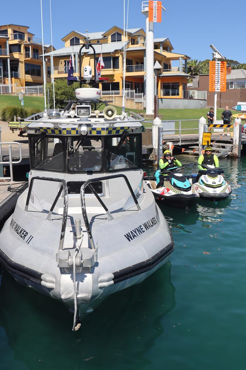 Rescue vessel Jervis Bay 20 alongside two rescue watercraft photo copyright Marine Rescue NSW taken at  and featuring the RIB class