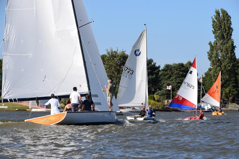 Stellar lapping boats in the Bloodbath Race during Oulton Week 2019 photo copyright Trish Barnes taken at Waveney & Oulton Broad Yacht Club and featuring the River Cruiser class