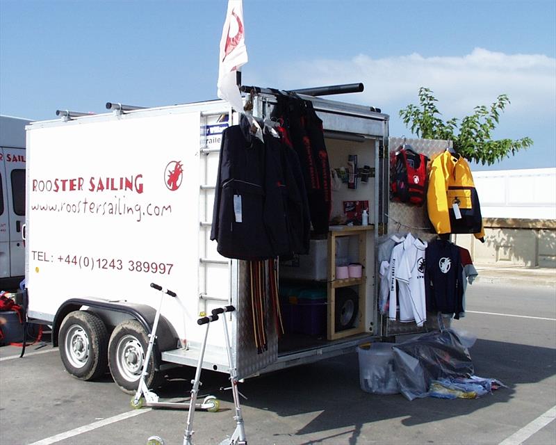 The Rooster Sailing trailer during the Radial Worlds at Barcelona in 2001 photo copyright Rooster Sailing taken at  and featuring the  class